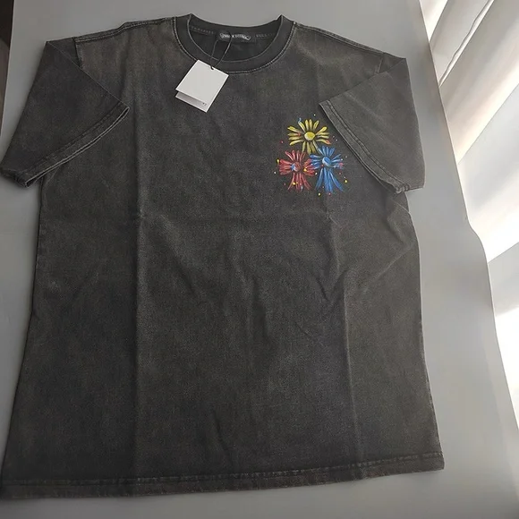 Chrome Hearts Multi Color Cross Cemetery Washed Black Short Sleeves